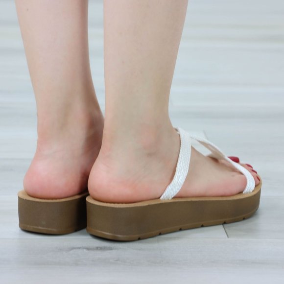 White T-Strap Gladiator Comfort Sandal Slip On Sliders - Picture 5 of 10